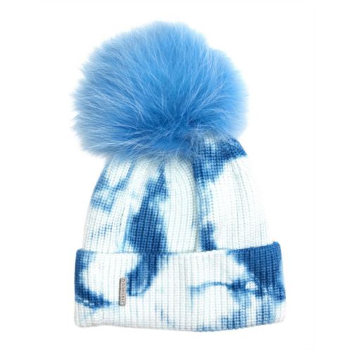 Gorski knit hat with fox pompom