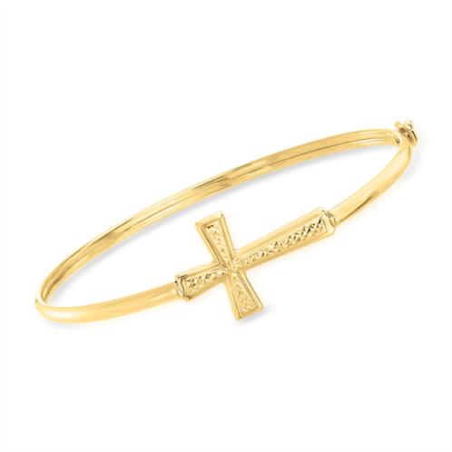 Ross-Simons 14kt yellow gold sideways cross bangle bracelet