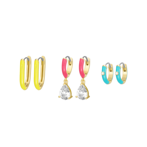 Fossil womens gold-tone brass hoop earrings set