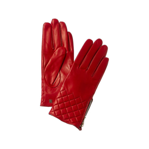 Bruno Magli diamond quilted cashmere-lined leather gloves
