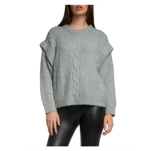 Elan womens cable knit drop shoulder pullover sweater