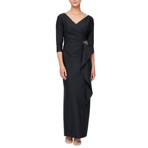 Alex Evenings ruched column dress in charcoal