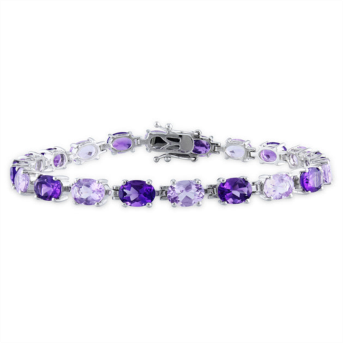Mimi & Max 14 1/2ct tgw oval amethyst-africa and rose de france bracelet in sterling silver - 7.25in