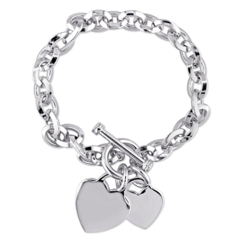 Mimi & Max heart charms charm bracelet in sterling silver