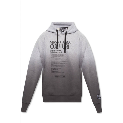 VERSACE men logo hooded pullover sweatshirt in ombre grey