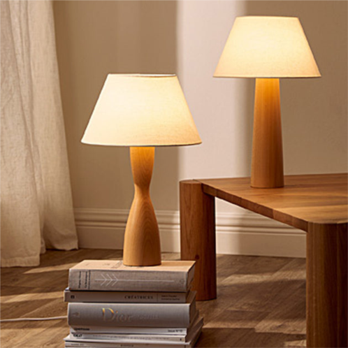 The Decent Living beech wooden table lamp set of 2