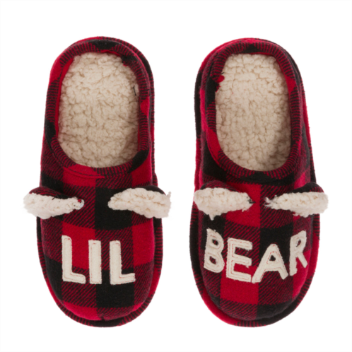 Dearfoams kids buffalo check lil bear clog slipper