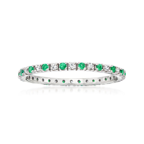 Ross-Simons emerald and . diamond eternity band ring in 14kt white gold