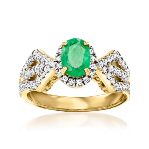 Ross-Simons emerald and . white zircon ring in 18kt gold over sterling