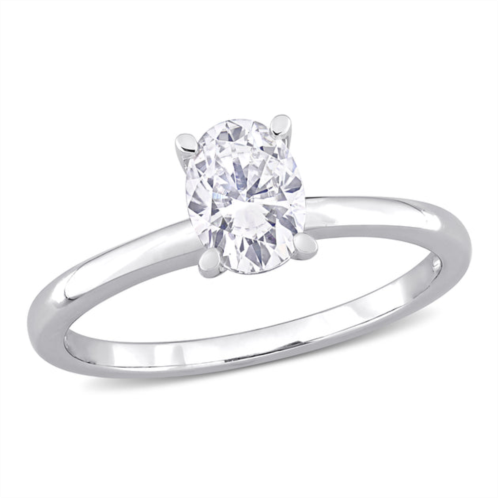 Mimi & Max 1ct dew oval created moissanite solitaire engagement ring in sterling silver