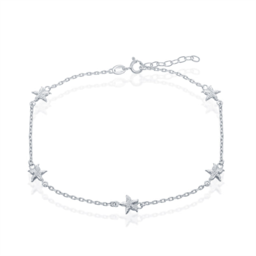 Simona sterling silver starfish anklet