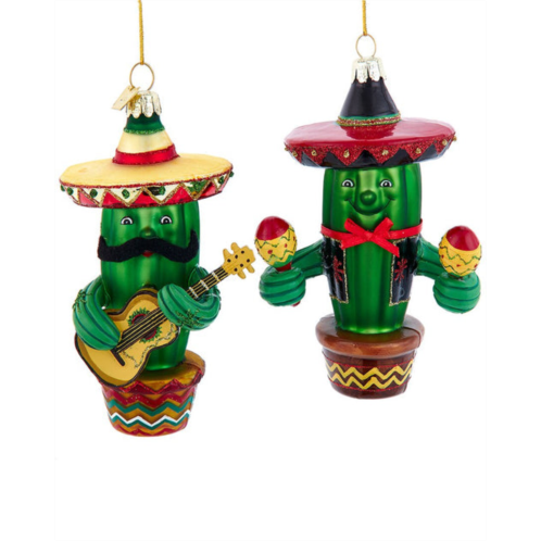 Kurt Adler 5in noble gems cactus with sombrero christmas ornaments (2 assorted)