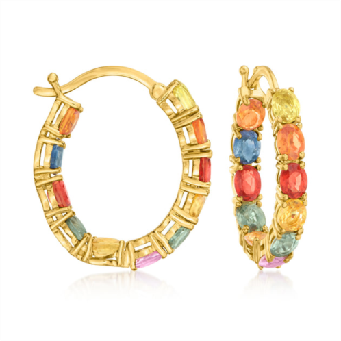 Ross-Simons multicolored sapphire inside-outside hoop earrings in 18kt gold over sterling