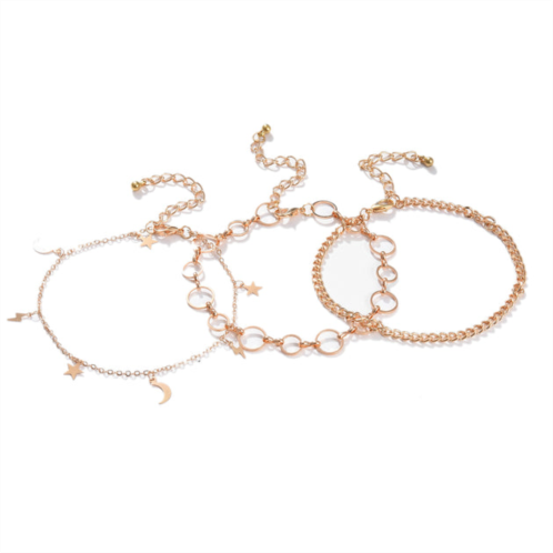 SOHI women 3 gold-toned charm bracelet