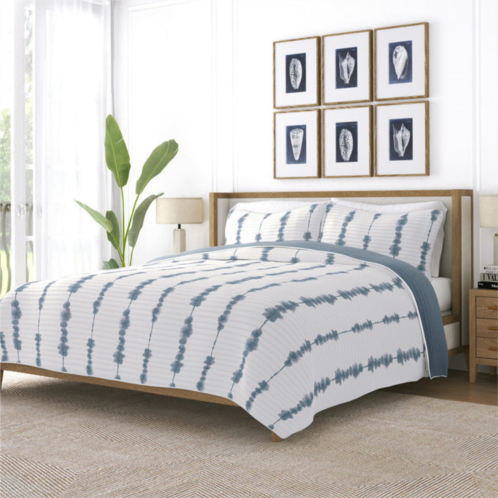 Ienjoy Home shibori aesthetic navy reversible pattern quilt coverlet set ultra soft microfiber bedding