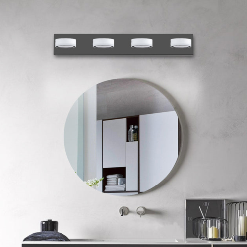 Simplie Fun led modern black 4-light vanity lights fixtures over mirror bath wall lighting