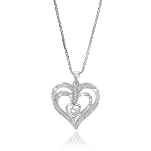 Vir Jewels 1/10 cttw lab grown round diamond heart pendant necklace .925 sterling silver for women 3/4 inch with 18 inch chain