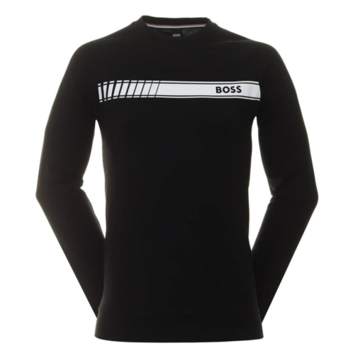 Hugo Boss men authentic crew neck top cotton sweatshirt black grease