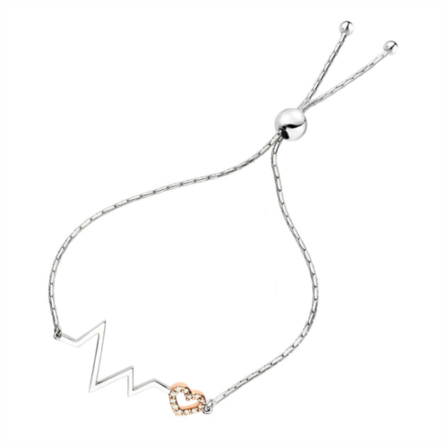 Vir Jewels 1/10 cttw diamond bracelet rose gold plated over .925 sterling silver heartbeat