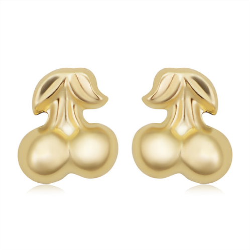 Fremada 14k yellow gold cherry stud earrings with scew backs