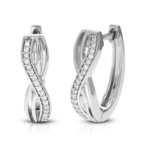 Vir Jewels 1/10 cttw 32 stones round lab grown diamond hoop earrings .925 sterling silver prong set 1/2 inch