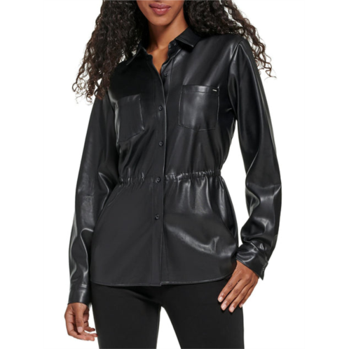 Calvin Klein womens faux leather lightweight motorcycle jacket