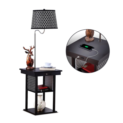 Brightech madison end table with led lamp, 2 usb ports and outlet