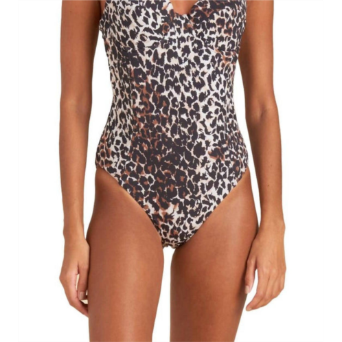 Veronica Beard bridge one-piece swimsuit in brown leopard