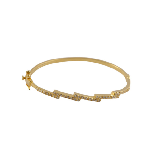 Genevive sterling silver gold plated cubic zirconia pave bangle bracelet