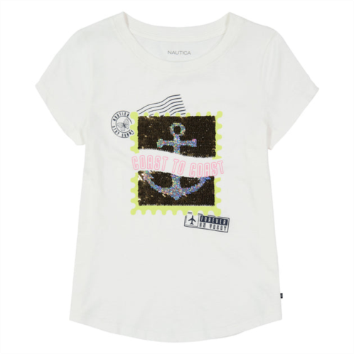 Nautica toddler girls magic sequin stamp t-shirt (2t-4t)