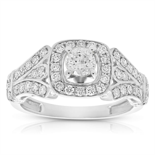 Vir Jewels 1 cttw diamond halo wedding engagement ring 14k white gold cushion shape bridal