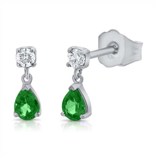 Sabrina Designs 14k gold diamond & emerald drop earrings