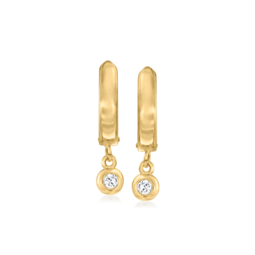 RS Pure by ross-simons diamond hoop drop earrings in 14kt yellow gold