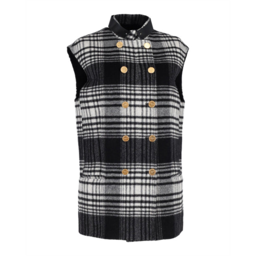 Louis vuitton plaid vest in black wool