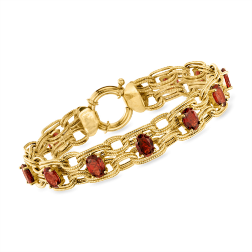 Ross-Simons garnet oval-link bracelet in 18kt gold over sterling