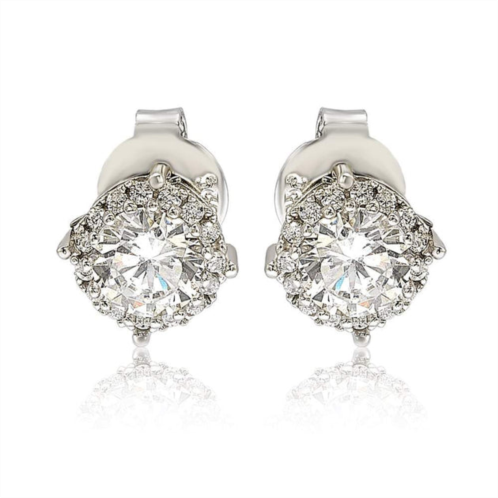 Suzy Levian sterling silver white cubic zirconia round stud earrings