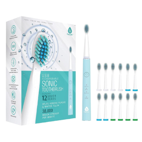 PURSONIC whitening usb rechargeable sonic toothbrush-12 brush heads