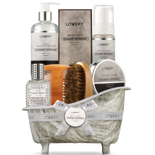 Lovery premium bath and body beauty basket, rosemary peppermint home spa set