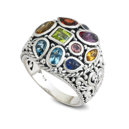 Samuel B. Jewelry sterling silver round multi gemstone ring