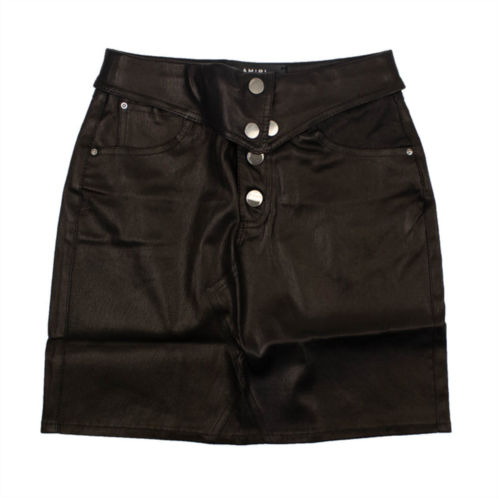 Amiri womens black fold-over leather skirt