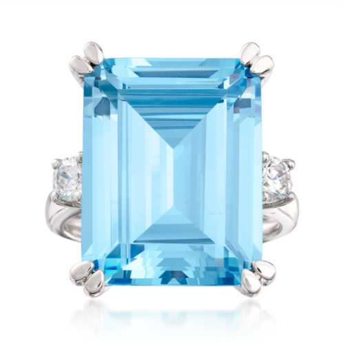 Ross-Simons simulated aquamarine and . cz ring in sterling silver