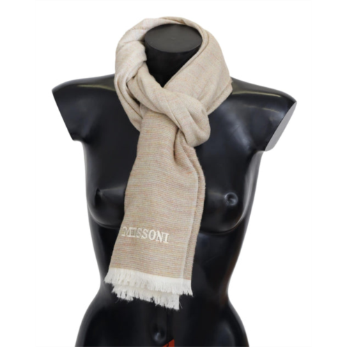 Missoni lined wool knit neck wrap fringe mens scarf
