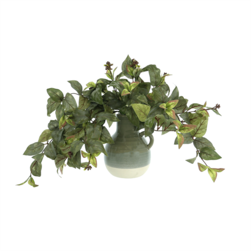 Creative Displays ivy arrangement in a ceramic vase with handle