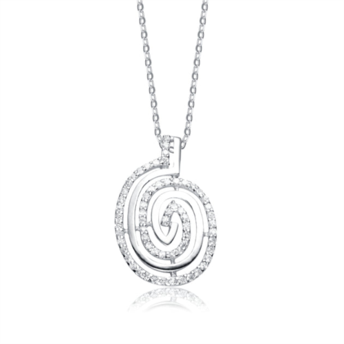 Genevive sterling silver clear cubic zirconia swirl necklace