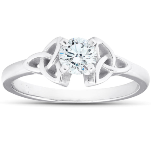 Pompeii3 5/8 ct diamond solitaire celtic engagement ring 14k white gold