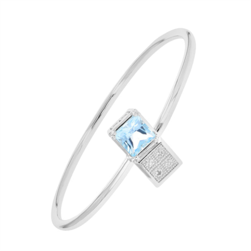 Vir Jewels 2 cttw blue topaz and diamond bangle bracelet brass plating 8 mm princess shape