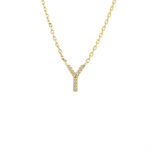 Monary silver diamond initial y necklace w/18k yg plate