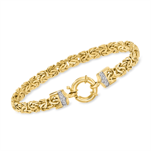 Ross-Simons 14kt yellow gold byzantine bracelet with diamond accents