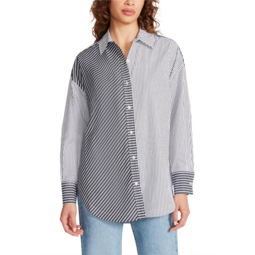 Steve Madden poppy womens striped collared button-down top
