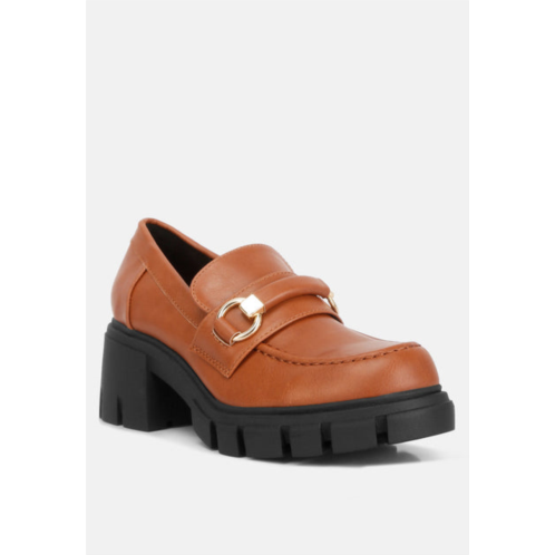 Rag & Co evangeline chunky platform loafers in tan